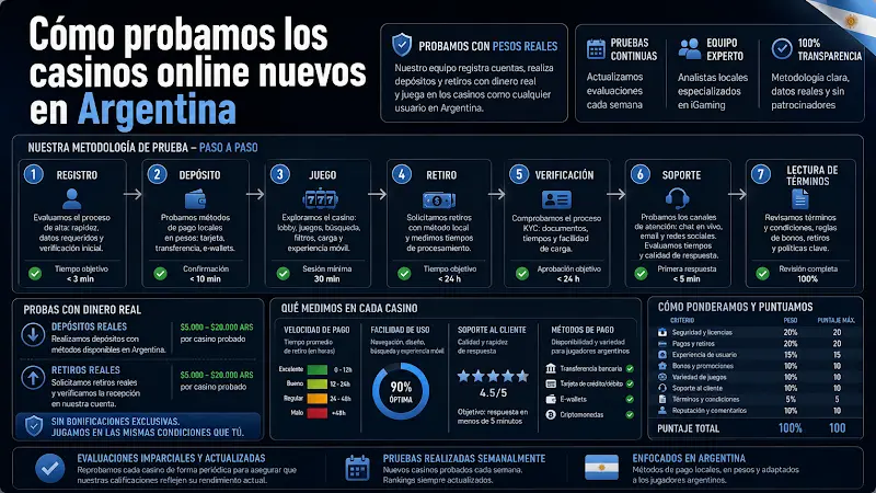 Cómo probamos los casinos online nuevos en Argentina